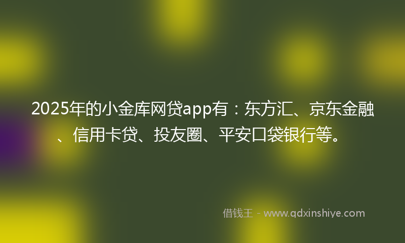2025年的小金库网贷app有：东方汇、京东金融、信用卡贷、投友圈、平安口袋银行等。