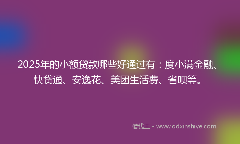 2025年的小额贷款哪些好通过有：度小满金融、快贷通、安逸花、美团生活费、省呗等。