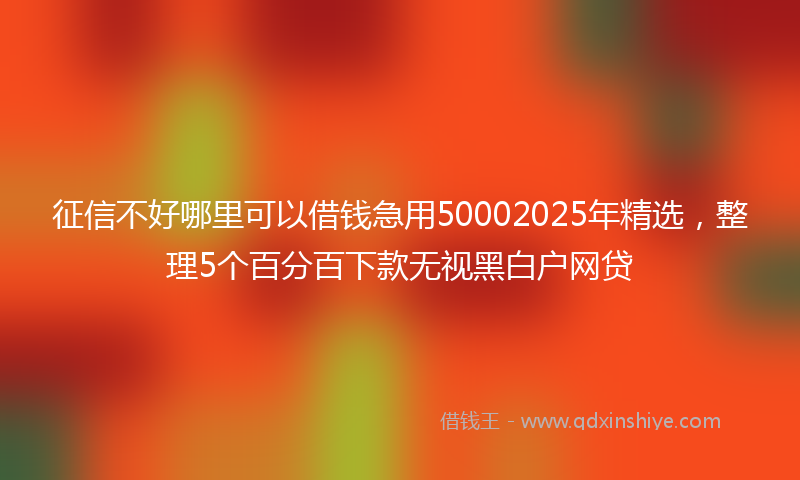 征信不好哪里可以借钱急用50002025年精选，整理5个百分百下款无视黑白户网贷