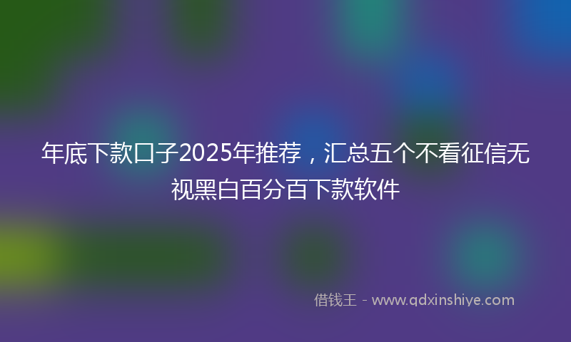 年底下款口子2025年推荐，汇总五个不看征信无视黑白百分百下款软件