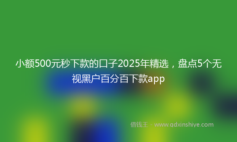 小额500元秒下款的口子2025年精选，盘点5个无视黑户百分百下款app
