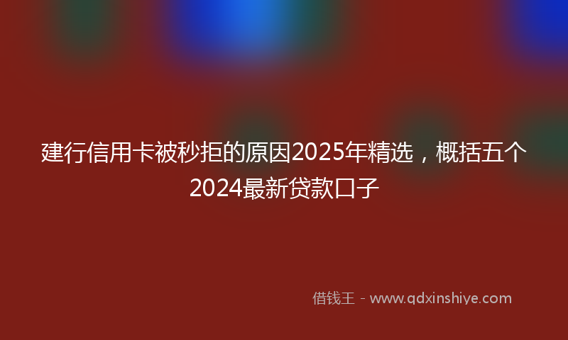 建行信用卡被秒拒的原因2025年精选，概括五个2024最新贷款口子