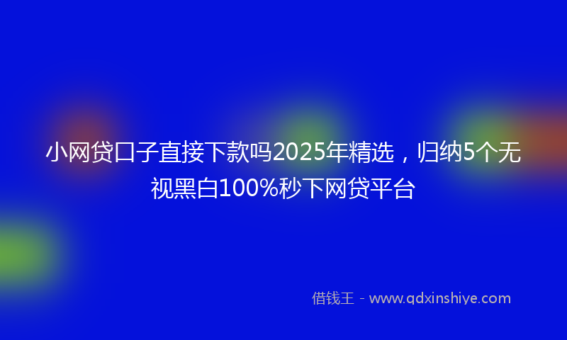 小网贷口子直接下款吗2025年精选，归纳5个无视黑白100%秒下网贷平台