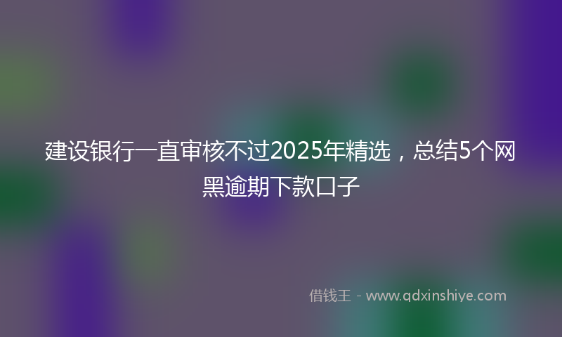 建设银行一直审核不过2025年精选，总结5个网黑逾期下款口子