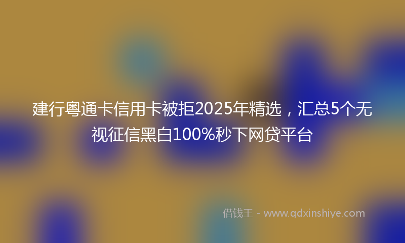 建行粤通卡信用卡被拒2025年精选，汇总5个无视征信黑白100%秒下网贷平台