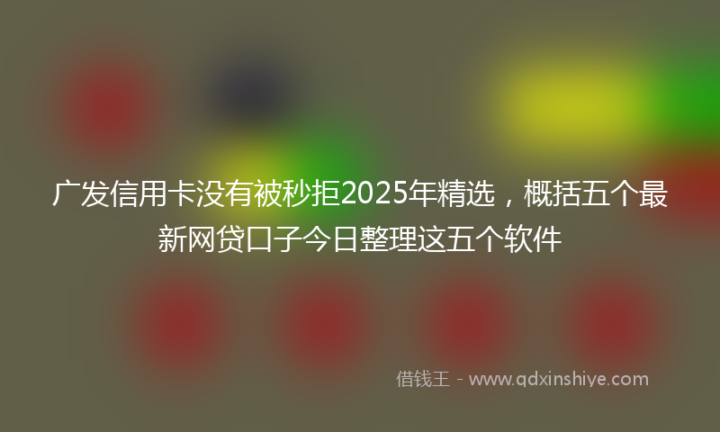 广发信用卡没有被秒拒2025年精选，概括五个最新网贷口子今日整理这五个软件