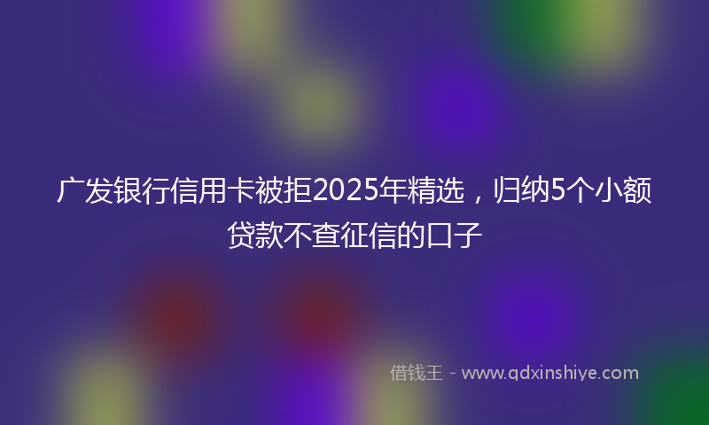 广发银行信用卡被拒2025年精选，归纳5个小额贷款不查征信的口子