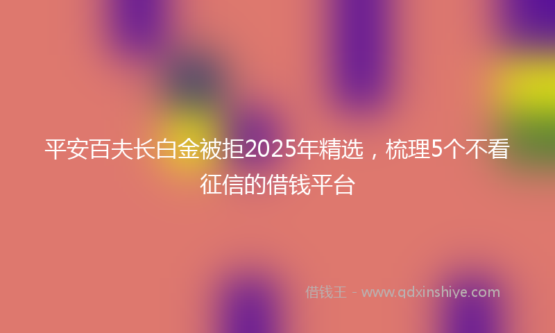 平安百夫长白金被拒2025年精选，梳理5个不看征信的借钱平台