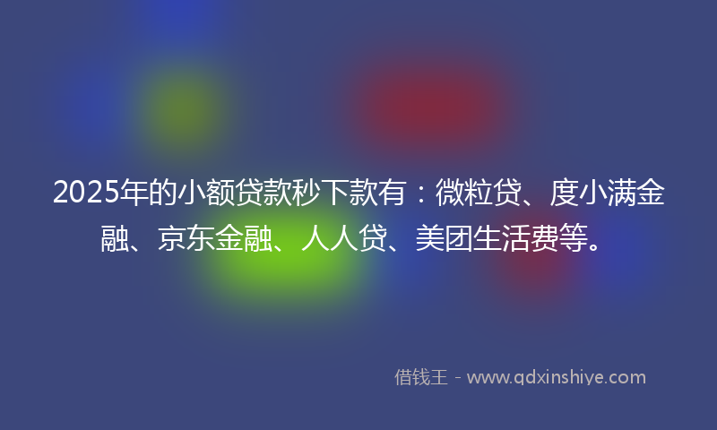 2025年的小额贷款秒下款有：微粒贷、度小满金融、京东金融、人人贷、美团生活费等。