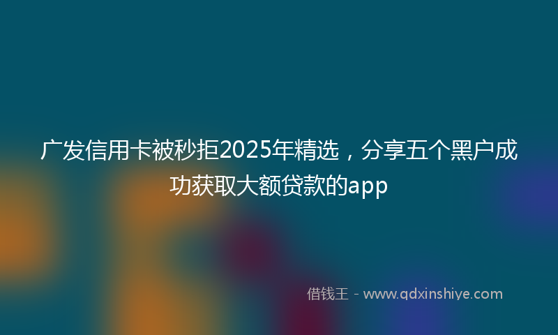 广发信用卡被秒拒2025年精选，分享五个黑户成功获取大额贷款的app