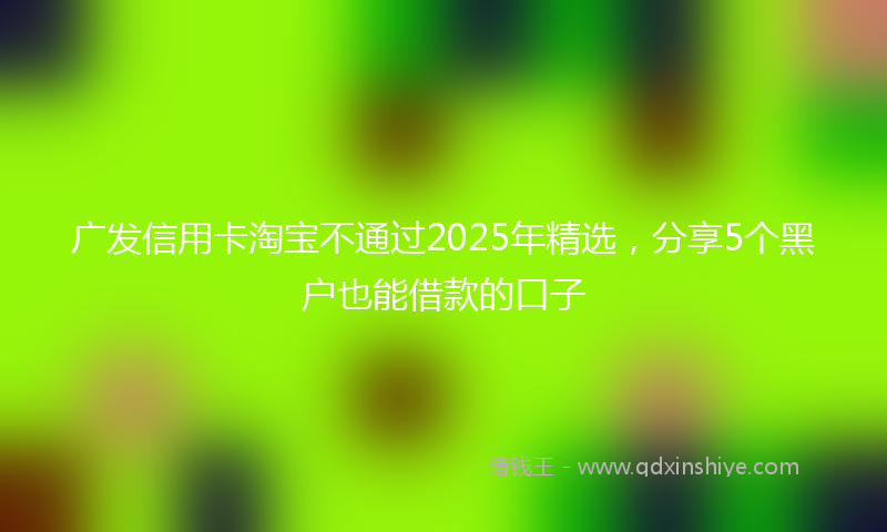 广发信用卡淘宝不通过2025年精选，分享5个黑户也能借款的口子