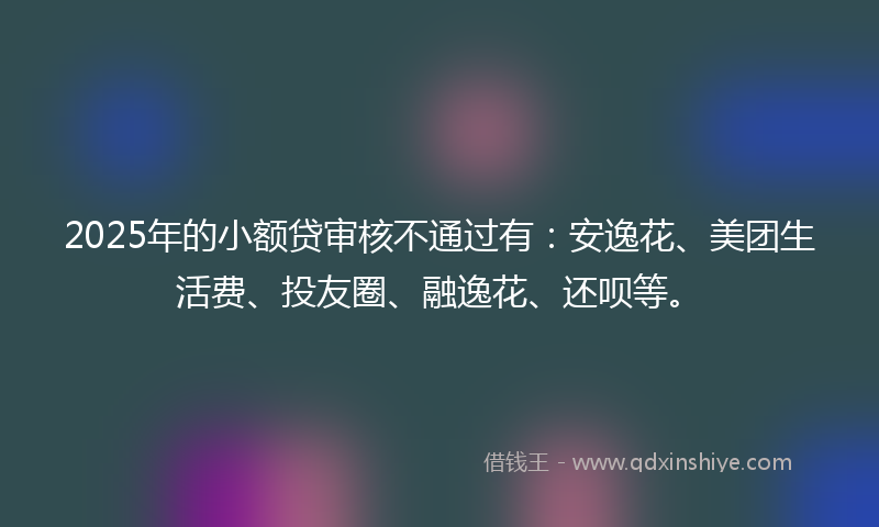 2025年的小额贷审核不通过有：安逸花、美团生活费、投友圈、融逸花、还呗等。