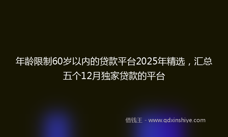 年龄限制60岁以内的贷款平台2025年精选，汇总五个12月独家贷款的平台