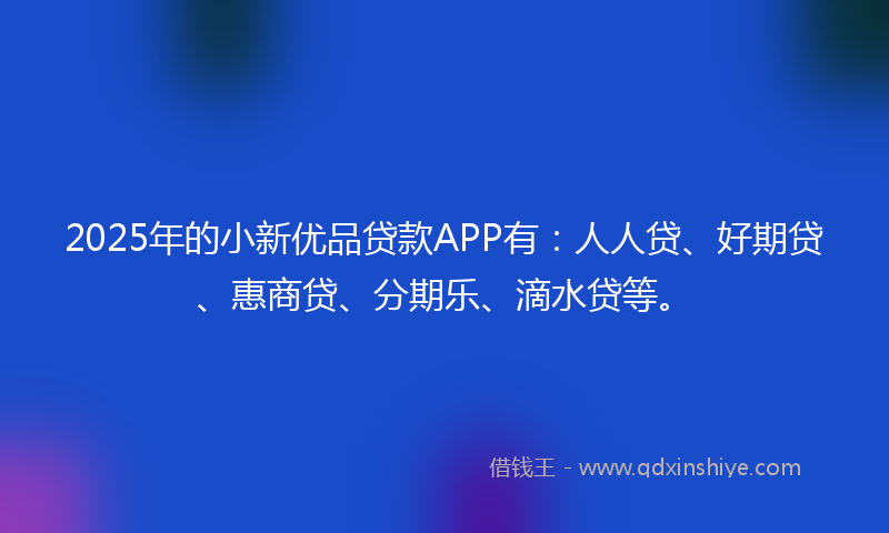 2025年的小新优品贷款APP有：人人贷、好期贷、惠商贷、分期乐、滴水贷等。