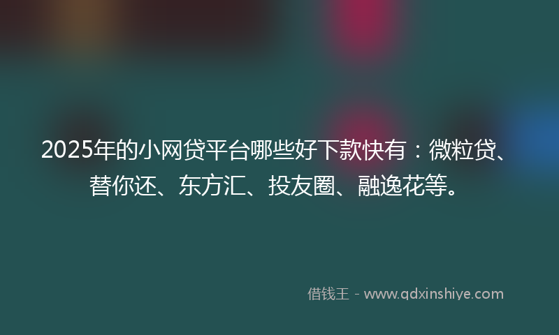 2025年的小网贷平台哪些好下款快有：微粒贷、替你还、东方汇、投友圈、融逸花等。
