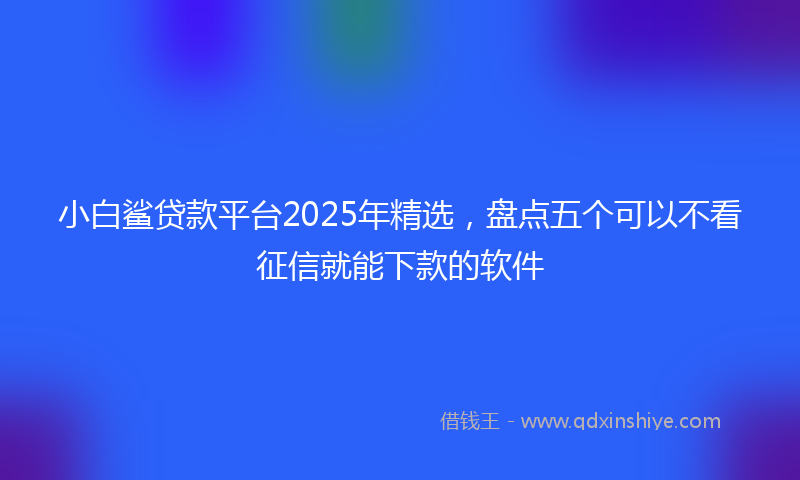 小白鲨贷款平台2025年精选，盘点五个可以不看征信就能下款的软件