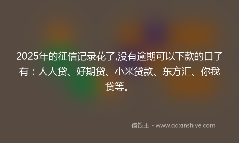 2025年的征信记录花了,没有逾期可以下款的口子有：人人贷、好期贷、小米贷款、东方汇、你我贷等。
