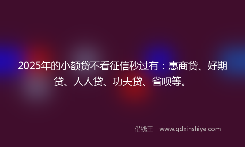 2025年的小额贷不看征信秒过有：惠商贷、好期贷、人人贷、功夫贷、省呗等。