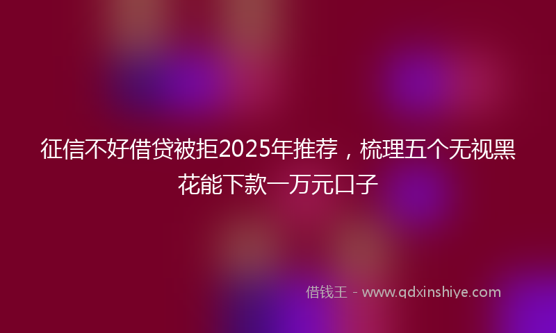 征信不好借贷被拒2025年推荐，梳理五个无视黑花能下款一万元口子
