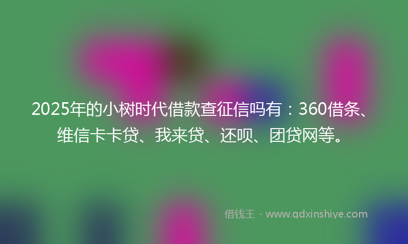 2025年的小树时代借款查征信吗有：360借条、维信卡卡贷、我来贷、还呗、团贷网等。