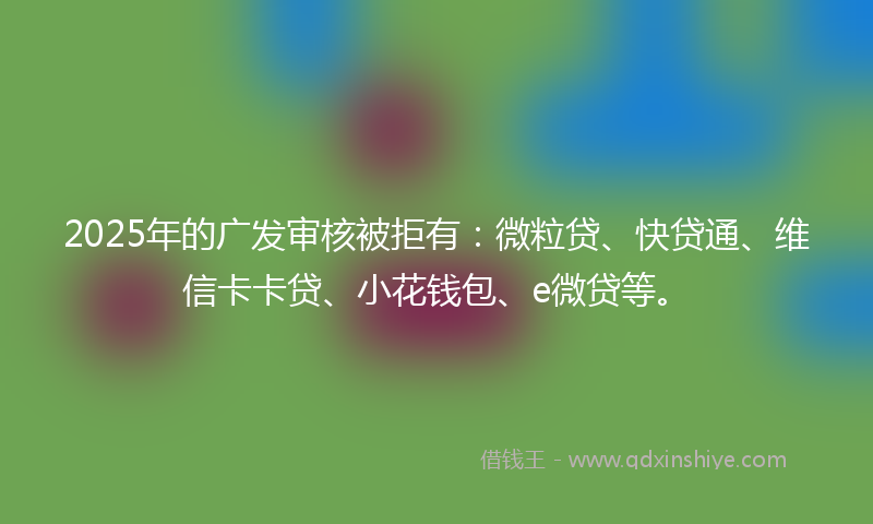 2025年的广发审核被拒有:微粒贷、快贷通、维信卡卡贷、小花钱包、e微贷等。