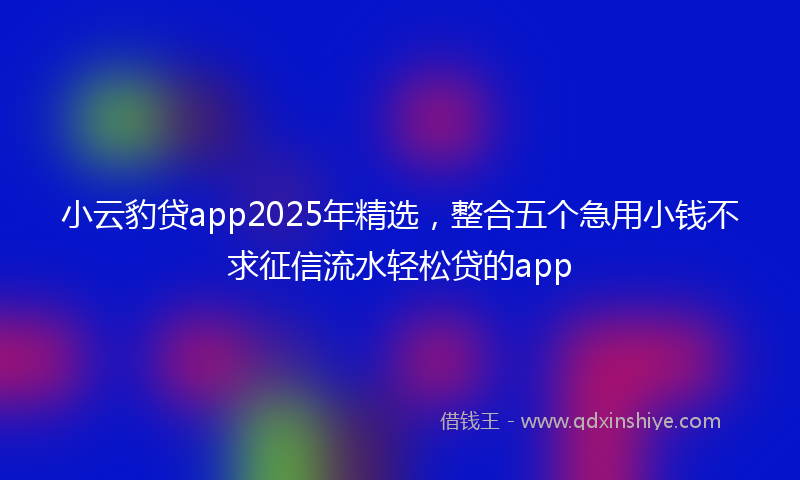 小云豹贷app2025年精选，整合五个急用小钱不求征信流水轻松贷的app