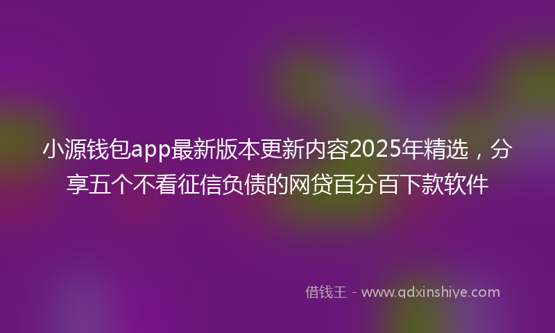 小源钱包app最新版本更新内容2025年精选，分享五个不看征信负债的网贷百分百下款软件
