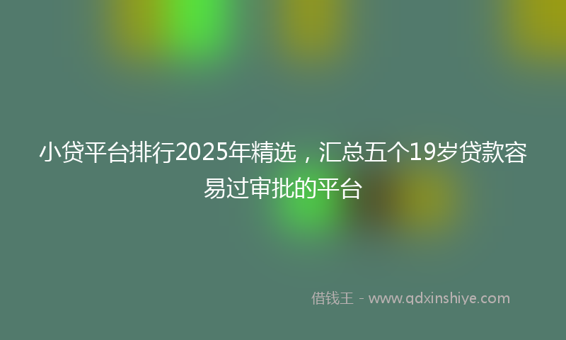 小贷平台排行2025年精选，汇总五个19岁贷款容易过审批的平台