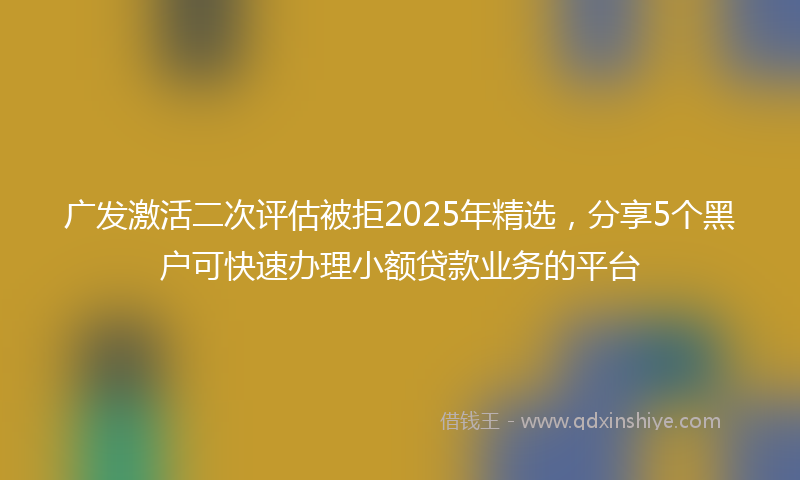 广发激活二次评估被拒2025年精选，分享5个黑户可快速办理小额贷款业务的平台