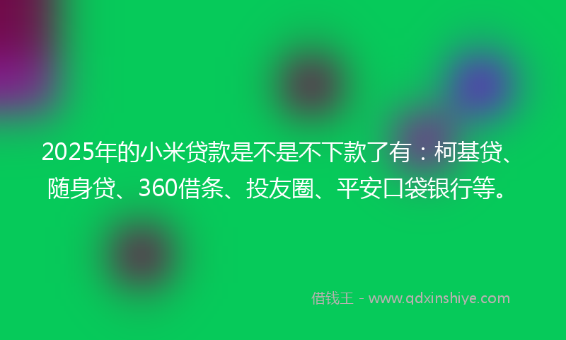 2025年的小米贷款是不是不下款了有：柯基贷、随身贷、360借条、投友圈、平安口袋银行等。