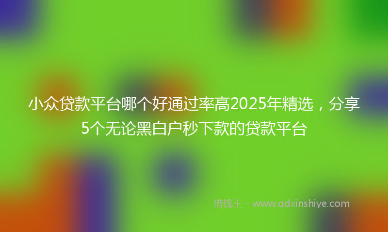 小众贷款平台哪个好通过率高2025年精选，分享5个无论黑白户秒下款的贷款平台