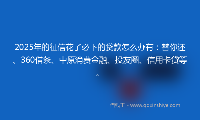2025年的征信花了必下的贷款怎么办有：替你还、360借条、中原消费金融、投友圈、信用卡贷等。