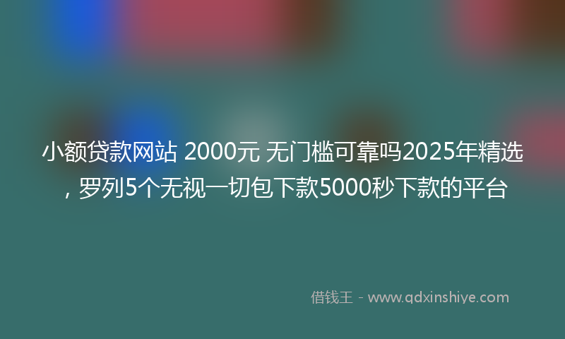 小额贷款网站 2000元 无门槛可靠吗2025年精选，罗列5个无视一切包下款5000秒下款的平台