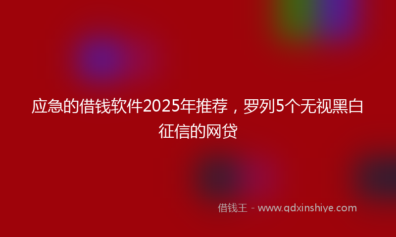 应急的借钱软件2025年推荐，罗列5个无视黑白征信的网贷