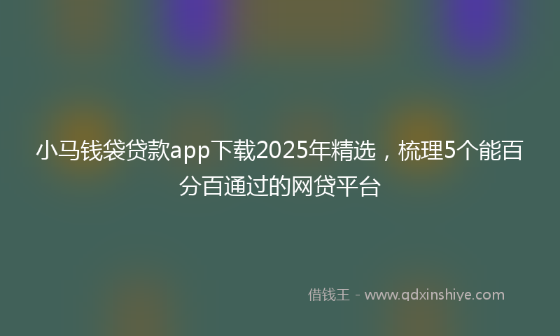 小马钱袋贷款app下载2025年精选，梳理5个能百分百通过的网贷平台