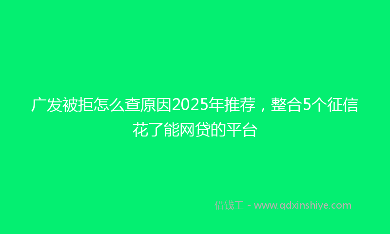 广发被拒怎么查原因2025年推荐，整合5个征信花了能网贷的平台