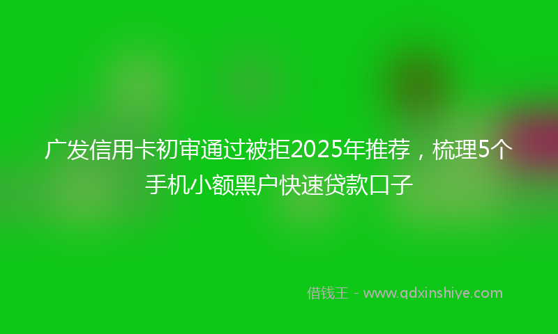 广发信用卡初审通过被拒2025年推荐，梳理5个手机小额黑户快速贷款口子