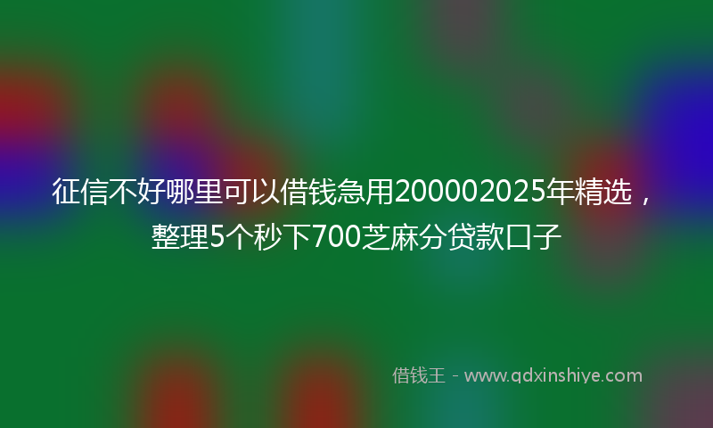 征信不好哪里可以借钱急用200002025年精选，整理5个秒下700芝麻分贷款口子