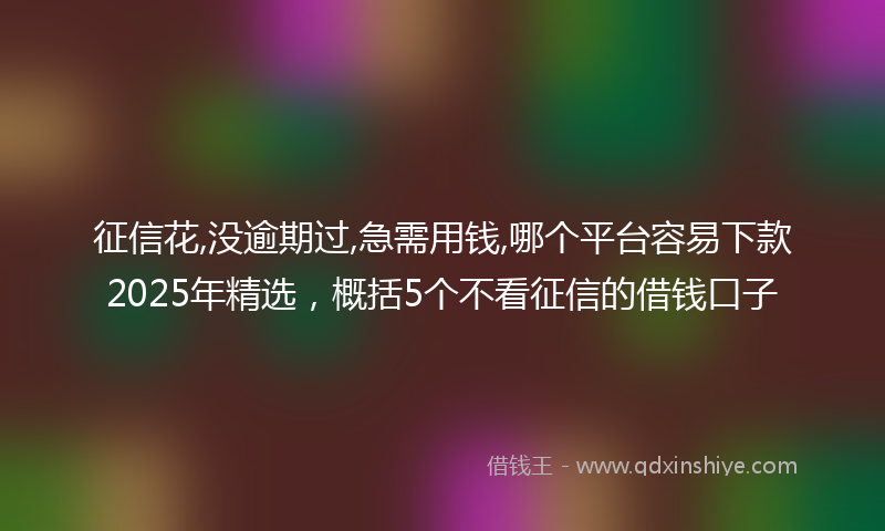 征信花,没逾期过,急需用钱,哪个平台容易下款2025年精选，概括5个不看征信的借钱口子