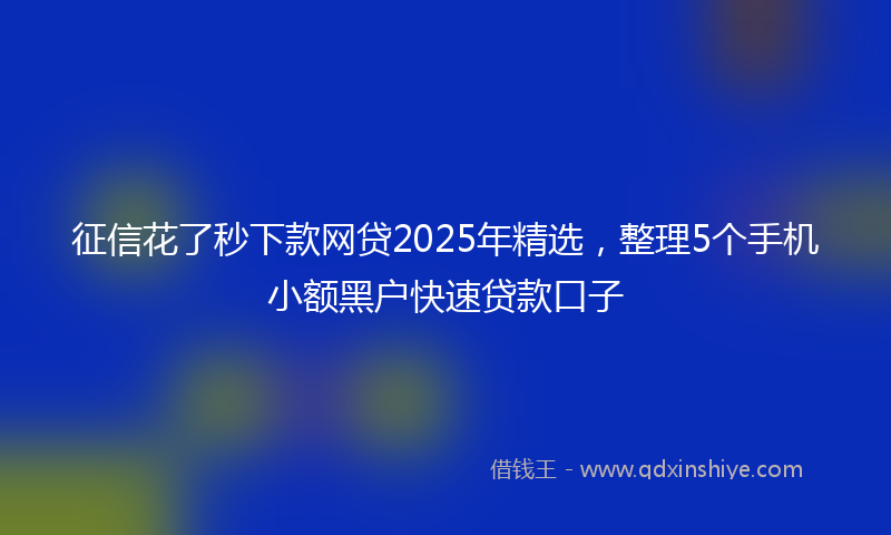 征信花了秒下款网贷2025年精选，整理5个手机小额黑户快速贷款口子