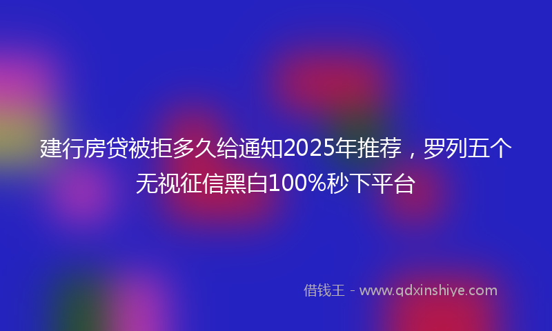 建行房贷被拒多久给通知2025年推荐，罗列五个无视征信黑白100%秒下平台