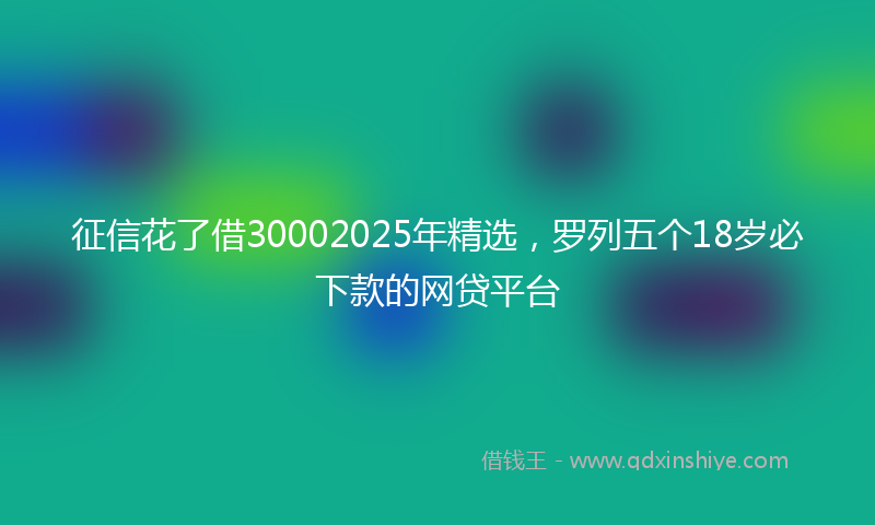 征信花了借30002025年精选，罗列五个18岁必下款的网贷平台