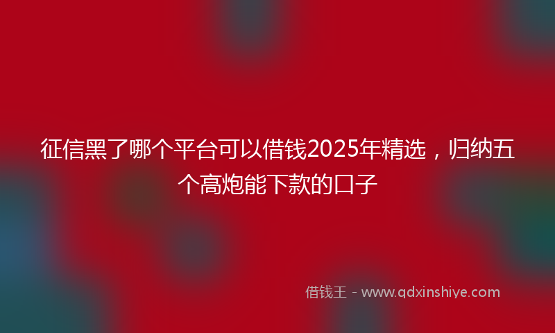 征信黑了哪个平台可以借钱2025年精选，归纳五个高炮能下款的口子