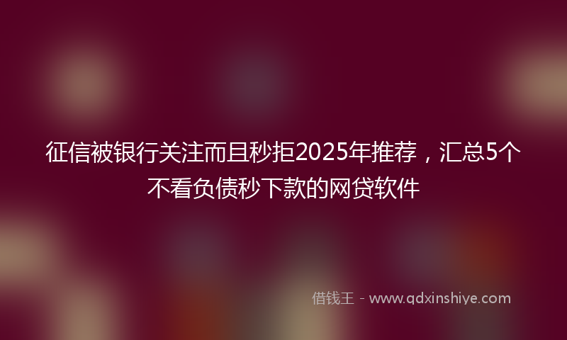征信被银行关注而且秒拒2025年推荐，汇总5个不看负债秒下款的网贷软件