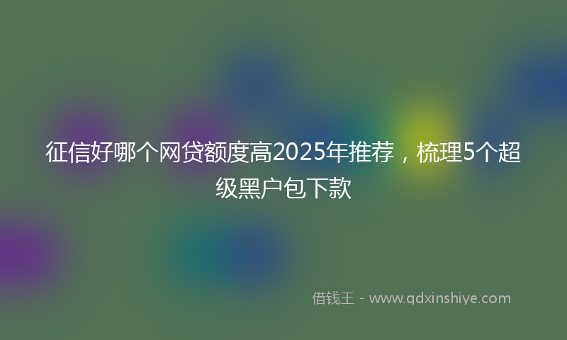 征信好哪个网贷额度高2025年推荐，梳理5个超级黑户包下款