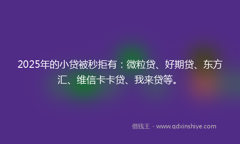 2025年的小贷被秒拒有：微粒贷、好期贷、东方汇、维信卡卡贷、我来贷等。