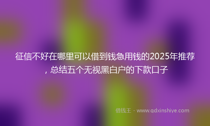 征信不好在哪里可以借到钱急用钱的2025年推荐，总结五个无视黑白户的下款口子