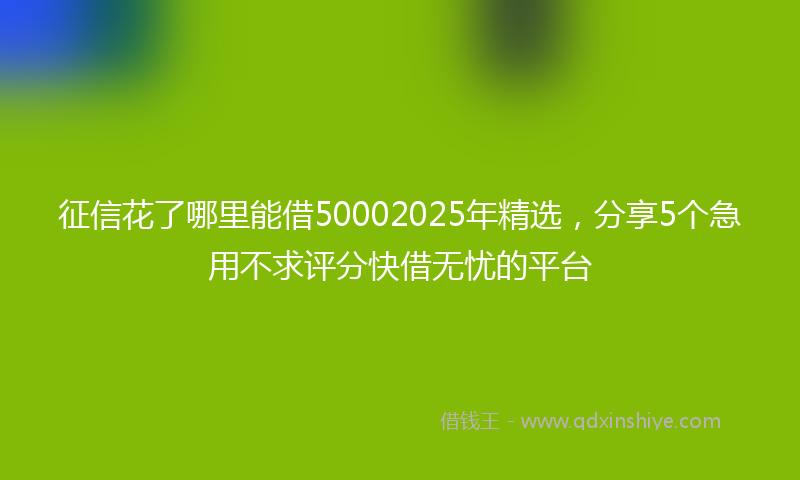 征信花了哪里能借50002025年精选，分享5个急用不求评分快借无忧的平台