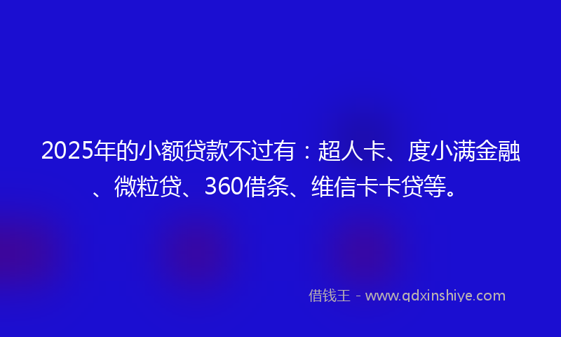 2025年的小额贷款不过有：超人卡、度小满金融、微粒贷、360借条、维信卡卡贷等。