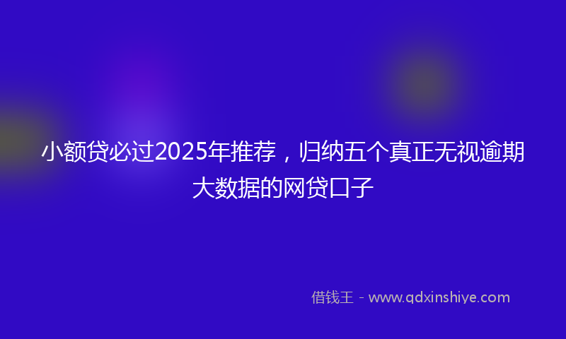 小额贷必过2025年推荐，归纳五个真正无视逾期大数据的网贷口子